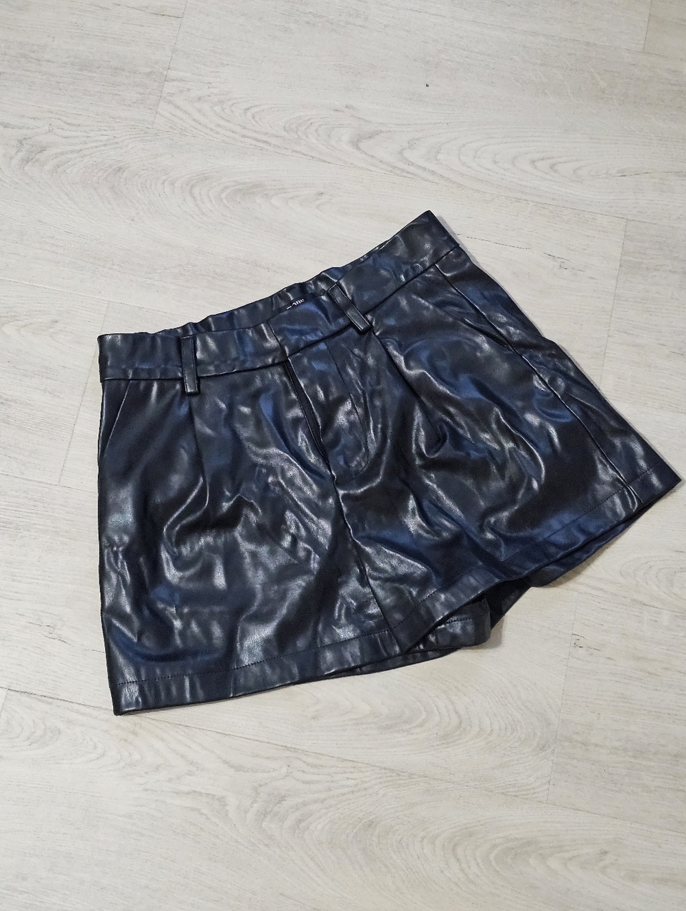 Micas Faux Leather Black Women’s Short with Belt Loops